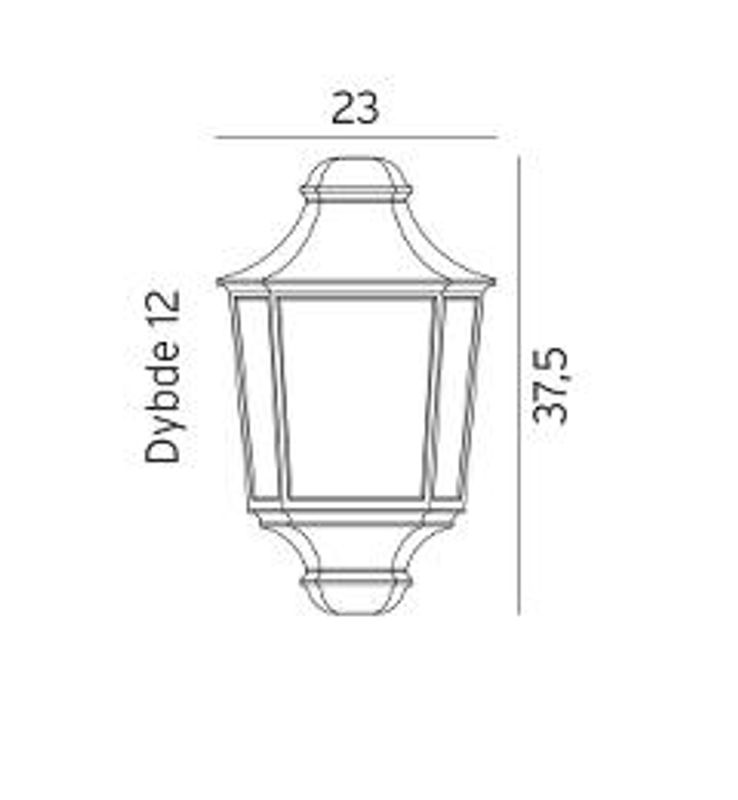 Norlys Glasgow 730 Vegglampe E27 Sort