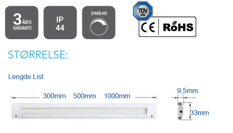 Malmbergs MEDUSA LED-SKINNE, 5W, 30cm