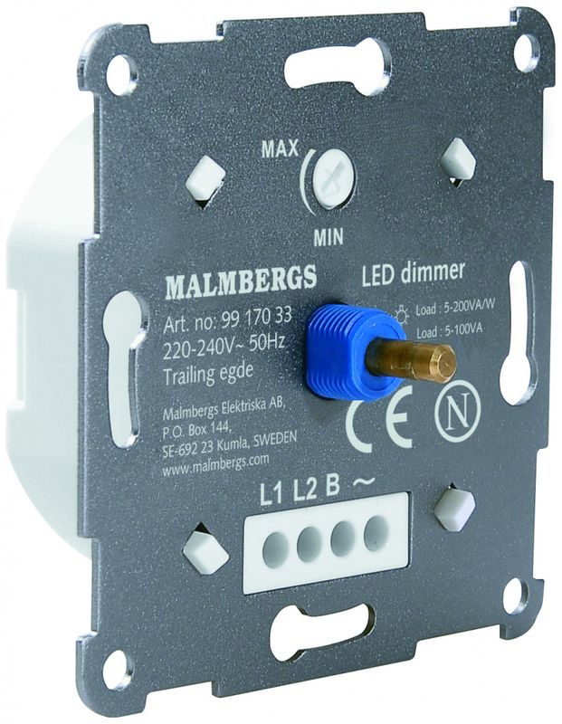 DIMMER, 5-100W LED, HVIT, 1-POL/TRAPP